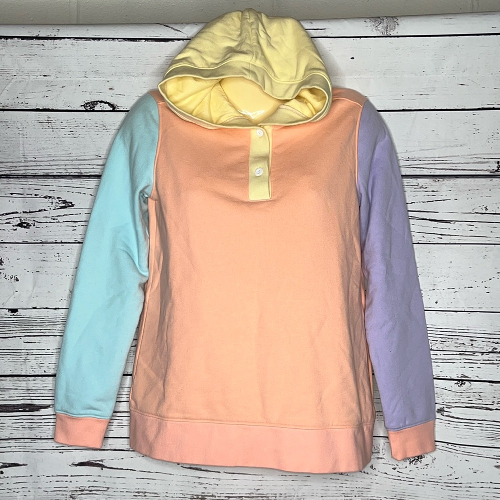 Lands’ End Size XS 2-4 Colorblock Serious Sweats Hooded Sweatshirt Top